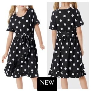 NEW Polka Dot Girls Dress - Black and White